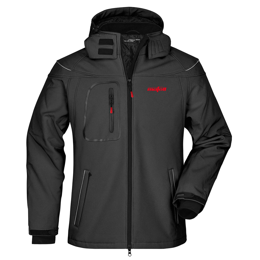 MAFELL Winter Softshelljacke Schwarz mit Logo Vorderseite