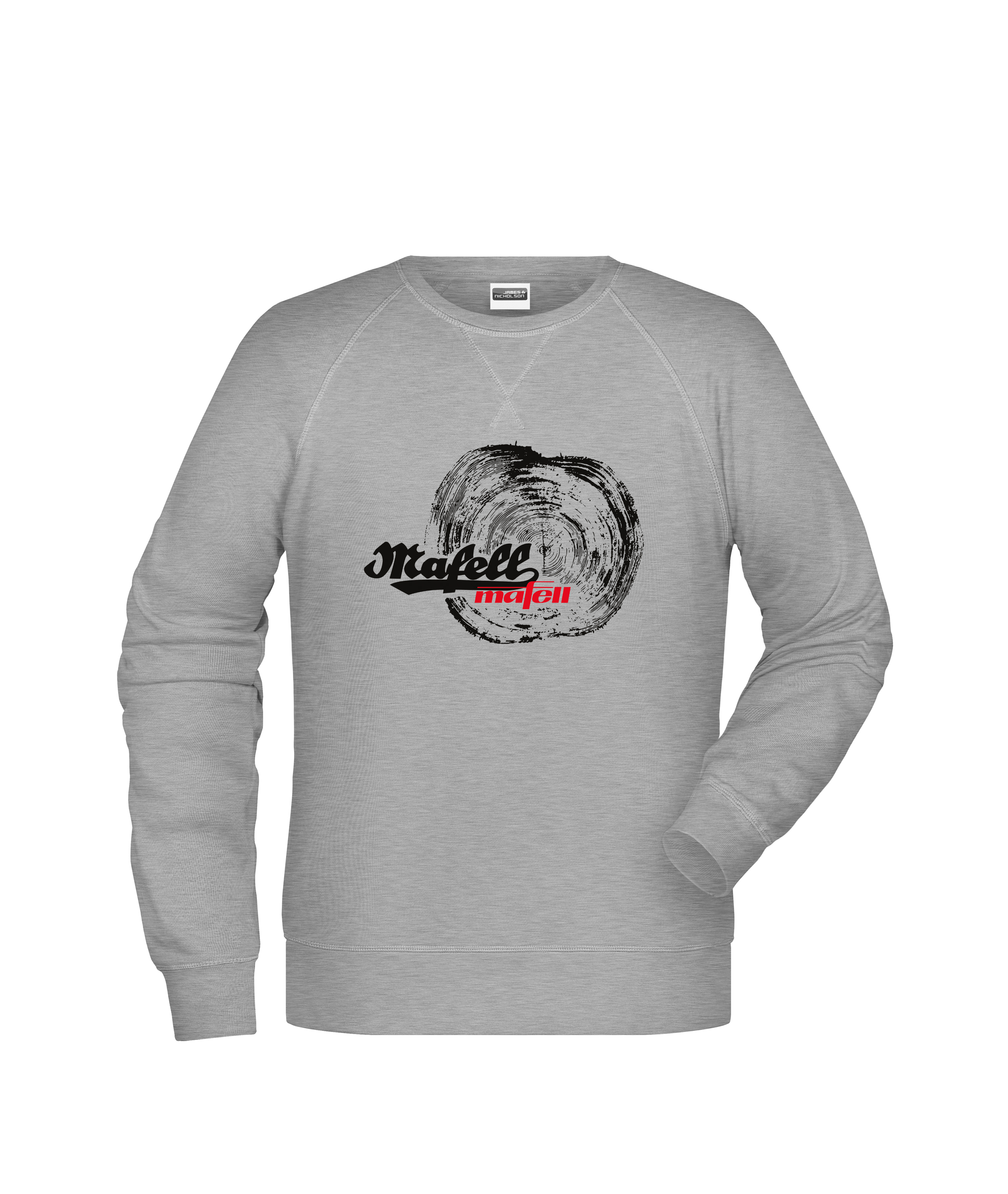 MAFELL Sweatshirt mit Holzscheibe Grau Meliert