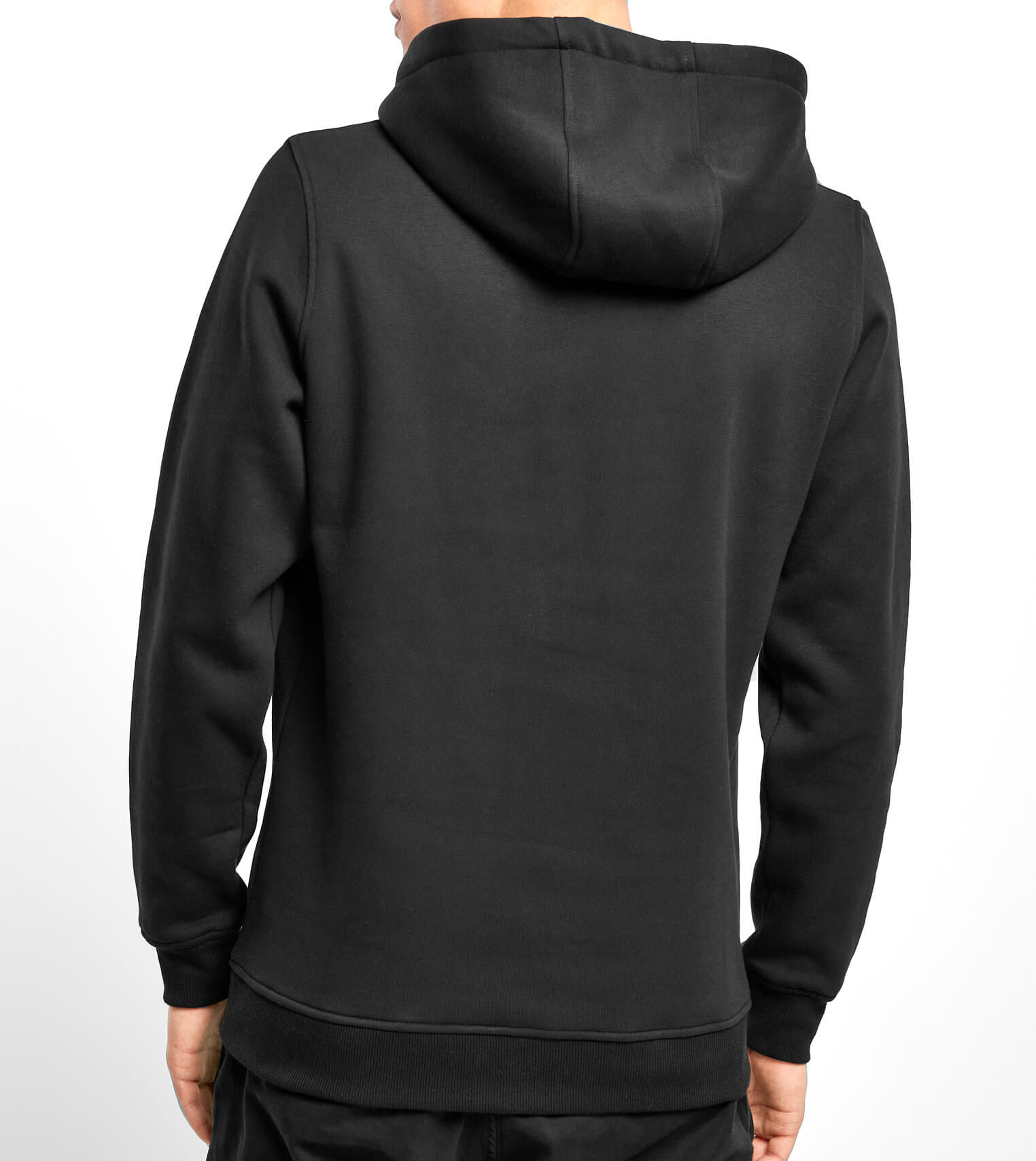 Schwarzer Hoodie mit Mafell Retro Logo Rückseite getragen