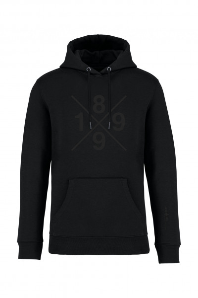 MAFELL Black Edition Hoodie Frontansicht, Schwarz mit 1899 Logo auf der Brust